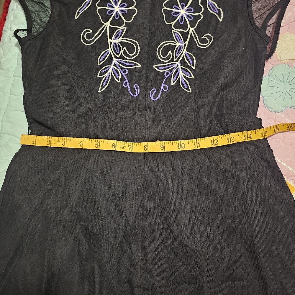 Eshakti Filigree Embroidery Embelished Tulle Overlay Poplin Dress Size 8 Pockets - Picture 10 of 15